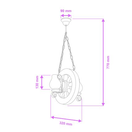 Brilagi - Kattokruunu ketjussa ROATA 2xE14/40W/230V pyökki/saksanpähkinä