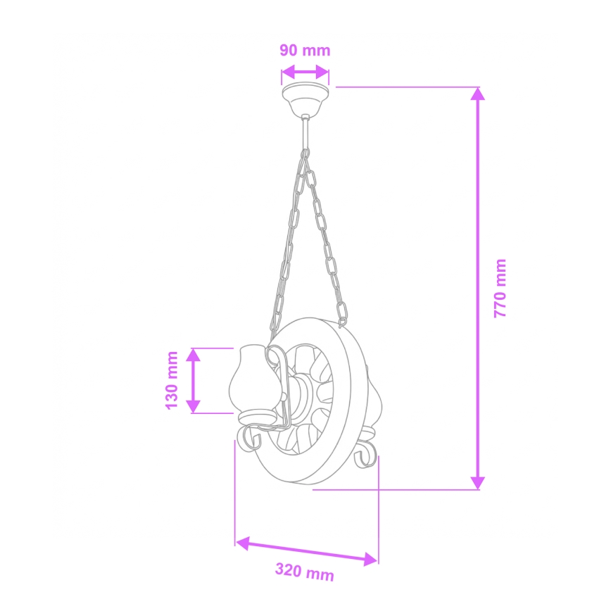 Brilagi - Kattokruunu ketjussa ROATA 2xE14/40W/230V pyökki/saksanpähkinä