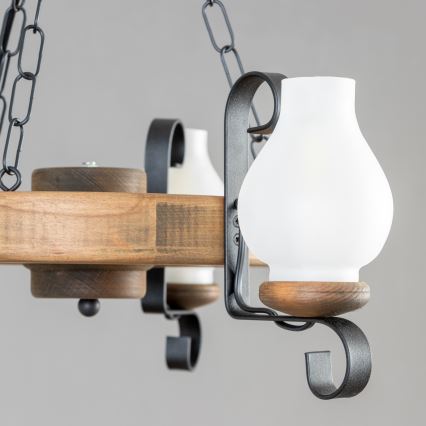 Brilagi - Kattokruunu ketjussa ROATA 3xE14/40W/230V pyökki