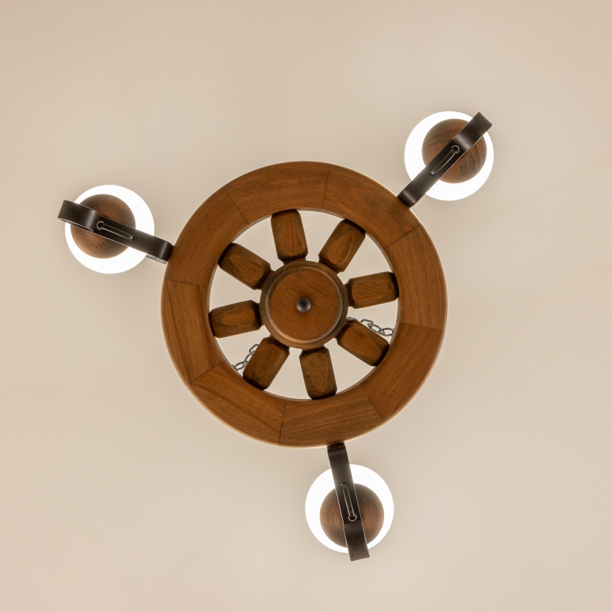 Brilagi - Kattokruunu ketjussa ROATA 3xE14/40W/230V pyökki