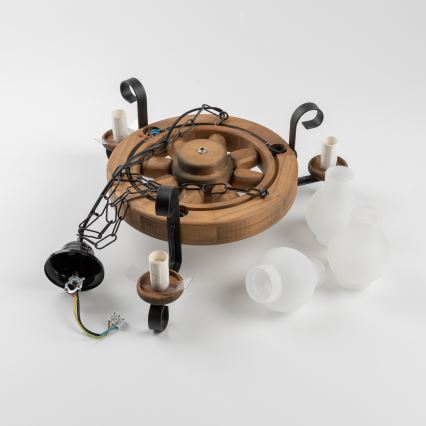 Brilagi - Kattokruunu ketjussa ROATA 3xE14/40W/230V pyökki