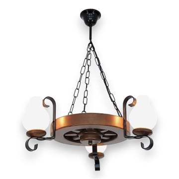 Brilagi - Kattokruunu ketjussa ROATA 3xE14/40W/230V pyökki/saksanpähkinä