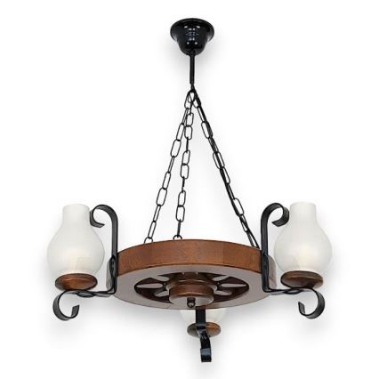 Brilagi - Kattokruunu ketjussa ROATA 3xE14/40W/230V pyökki/saksanpähkinä