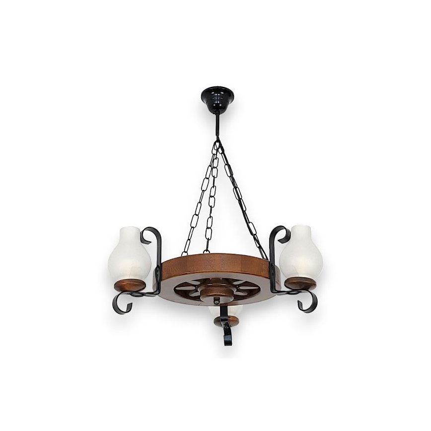 Brilagi - Kattokruunu ketjussa ROATA 3xE14/40W/230V pyökki/saksanpähkinä