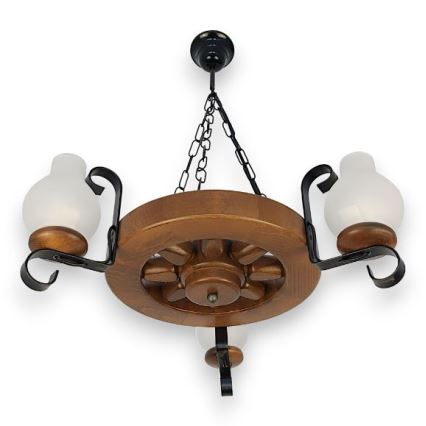 Brilagi - Kattokruunu ketjussa ROATA 3xE14/40W/230V pyökki/saksanpähkinä