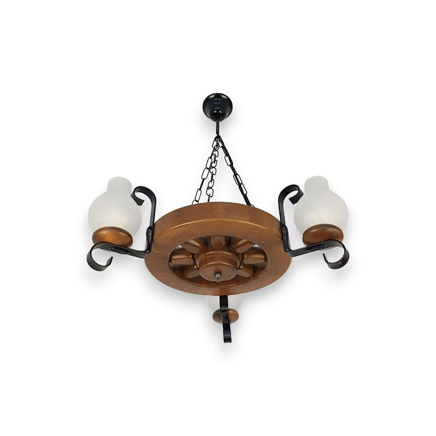 Brilagi - Kattokruunu ketjussa ROATA 3xE14/40W/230V pyökki/saksanpähkinä