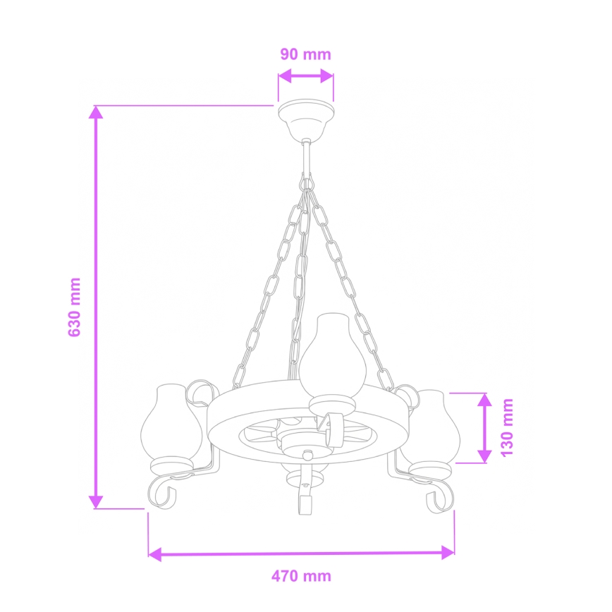 Brilagi - Kattokruunu ketjussa ROATA 3xE14/40W/230V pyökki/saksanpähkinä