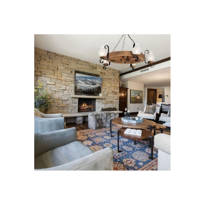 Brilagi - Kattokruunu ketjussa ROATA 5xE14/40W/230V pyökki