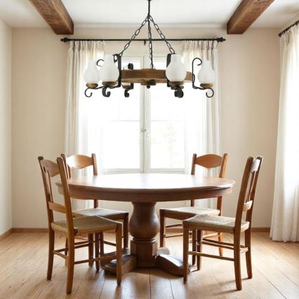 Brilagi - Kattokruunu ketjussa ROATA 6xE14/40W/230V pyökki