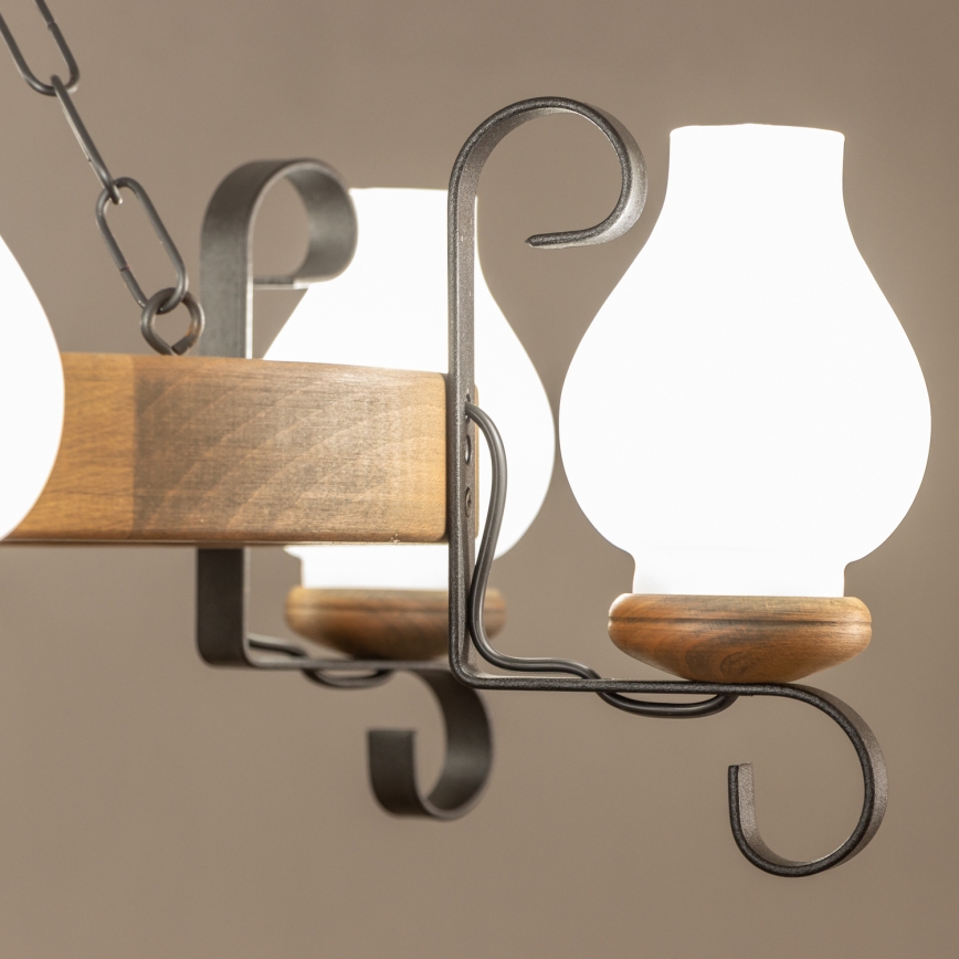 Brilagi - Kattokruunu ketjussa ROATA 6xE14/40W/230V pyökki