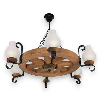 Brilagi - Kattokruunu ketjussa ROATA 6xE14/40W/230V pyökki