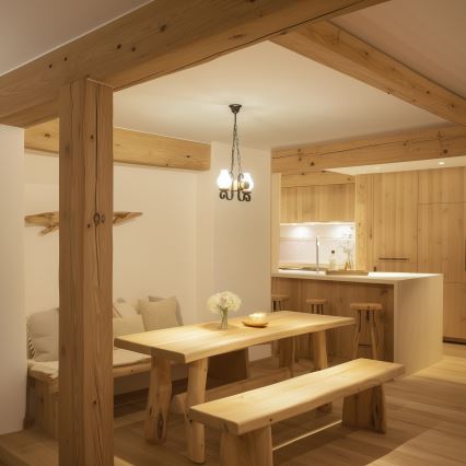 Brilagi - Kattokruunu ketjussa RUSTIC 2xE14/40W/230V pyökki