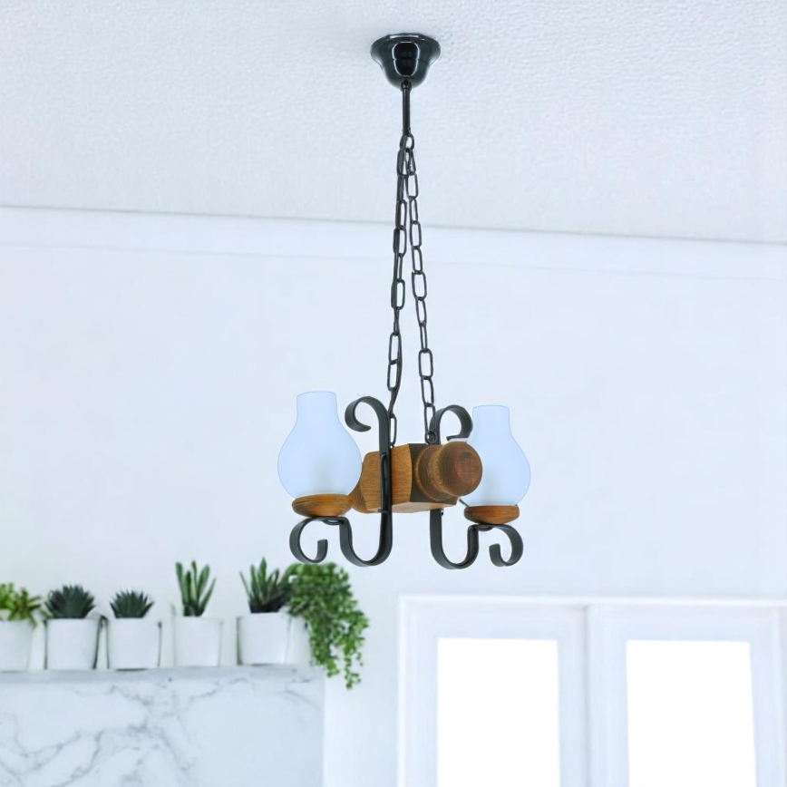 Brilagi - Kattokruunu ketjussa RUSTIC 2xE14/40W/230V pyökki