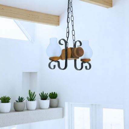 Brilagi - Kattokruunu ketjussa RUSTIC 2xE14/40W/230V pyökki