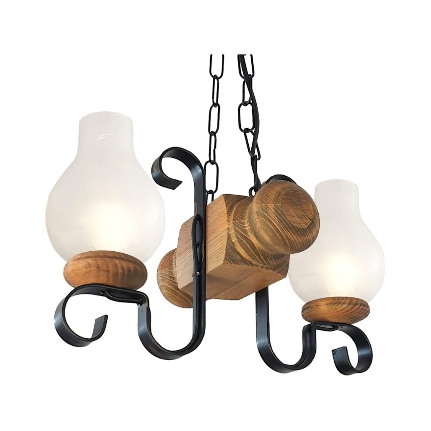 Brilagi - Kattokruunu ketjussa RUSTIC 2xE14/40W/230V pyökki