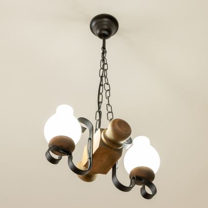 Brilagi - Kattokruunu ketjussa RUSTIC 2xE14/40W/230V pyökki