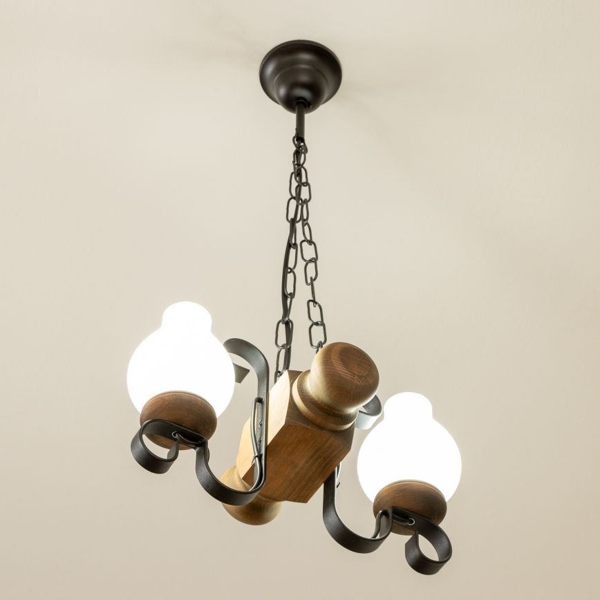 Brilagi - Kattokruunu ketjussa RUSTIC 2xE14/40W/230V pyökki