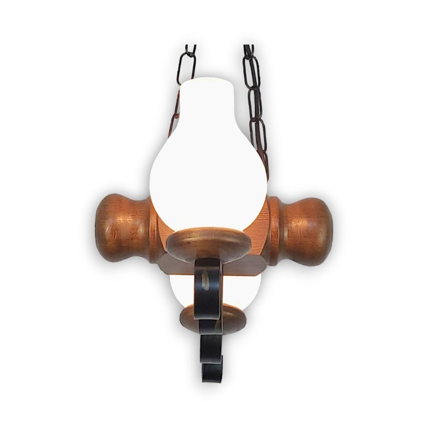 Brilagi - Kattokruunu ketjussa RUSTIC 2xE14/40W/230V pyökki/saksanpähkinä