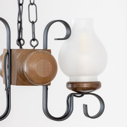 Brilagi - Kattokruunu ketjussa RUSTIC 2xE14/40W/230V pyökki/saksanpähkinä