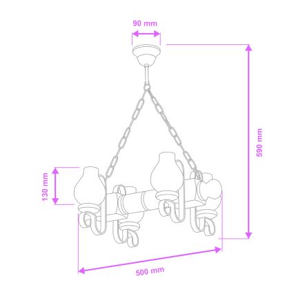 Brilagi - Kattokruunu ketjussa RUSTIC 4xE14/40W/230V pyökki