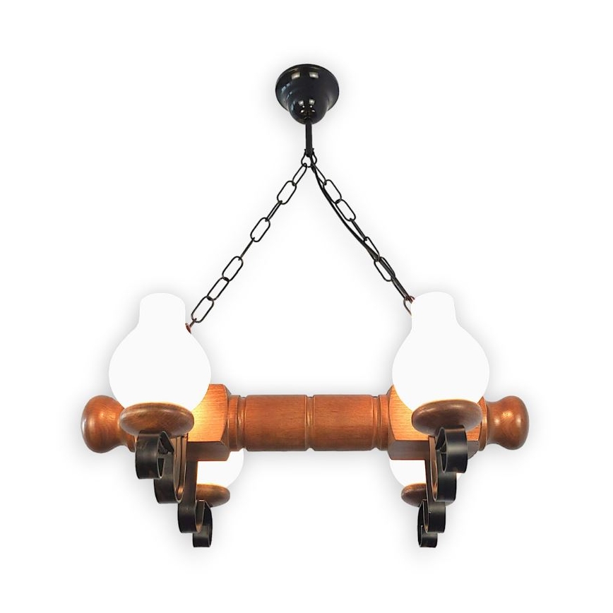 Brilagi - Kattokruunu ketjussa RUSTIC 4xE14/40W/230V pyökki/saksanpähkinä