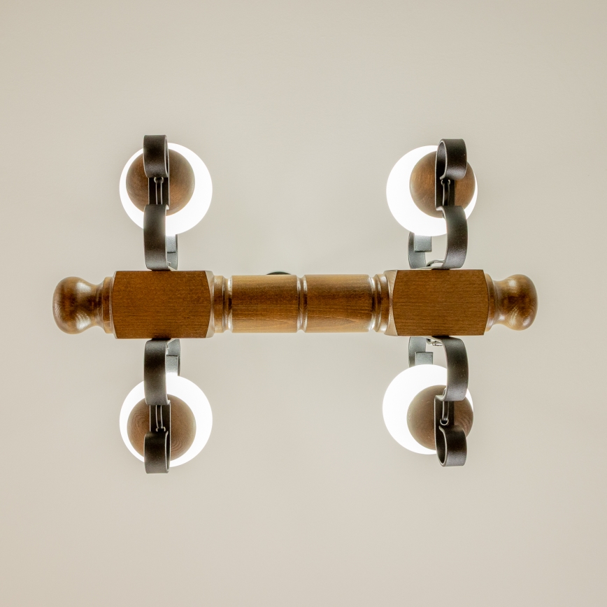 Brilagi - Kattokruunu ketjussa RUSTIC 4xE14/40W/230V pyökki/saksanpähkinä