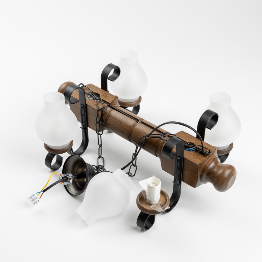 Brilagi - Kattokruunu ketjussa RUSTIC 4xE14/40W/230V pyökki/saksanpähkinä