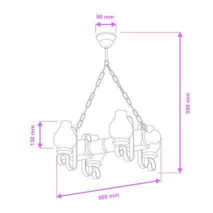Brilagi - Kattokruunu ketjussa RUSTIC 4xE14/40W/230V pyökki/saksanpähkinä