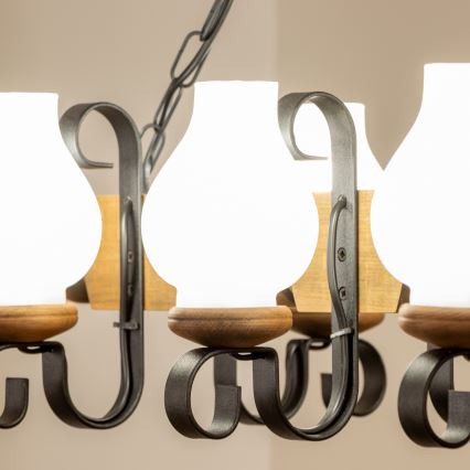 Brilagi - Kattokruunu ketjussa RUSTIC 6xE14/40W/230V pyökki