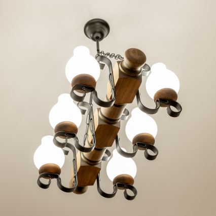 Brilagi - Kattokruunu ketjussa RUSTIC 6xE14/40W/230V pyökki