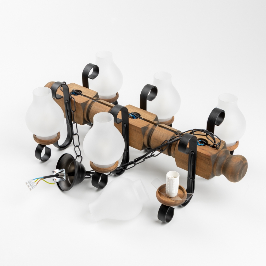 Brilagi - Kattokruunu ketjussa RUSTIC 6xE14/40W/230V pyökki