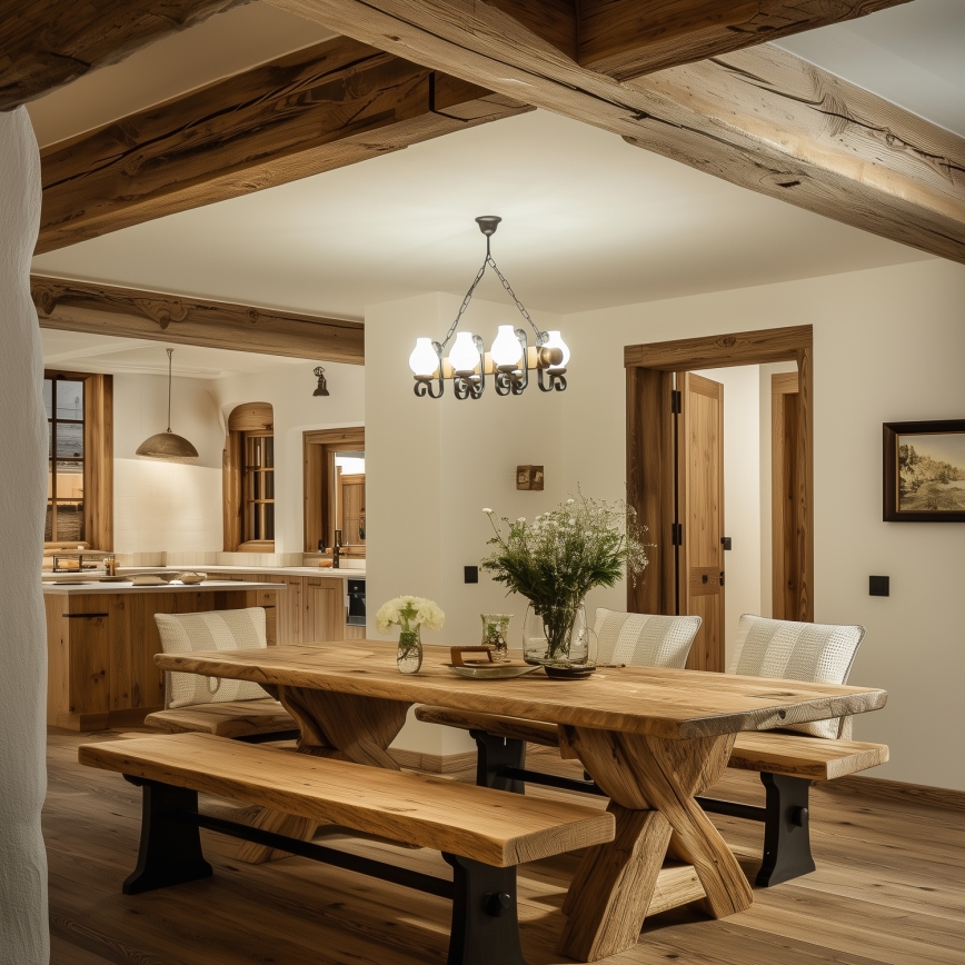 Brilagi - Kattokruunu ketjussa RUSTIC 6xE14/40W/230V pyökki/saksanpähkinä