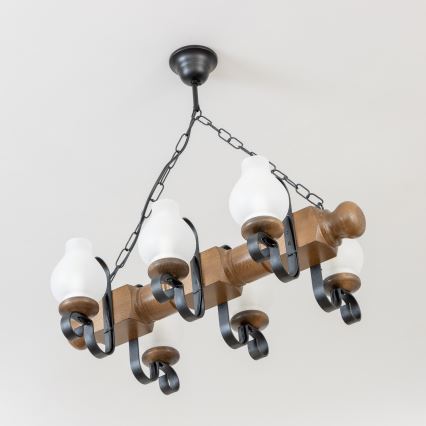 Brilagi - Kattokruunu ketjussa RUSTIC 6xE14/40W/230V pyökki/saksanpähkinä