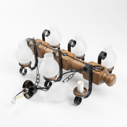 Brilagi - Kattokruunu ketjussa RUSTIC 6xE14/40W/230V pyökki/saksanpähkinä