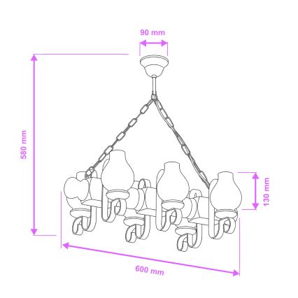 Brilagi - Kattokruunu ketjussa RUSTIC 6xE14/40W/230V pyökki/saksanpähkinä