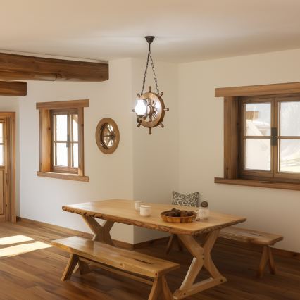 Brilagi - Kattokruunu ketjussa TIMONA 2xE14/40W/230V pyökki/saksanpähkinä