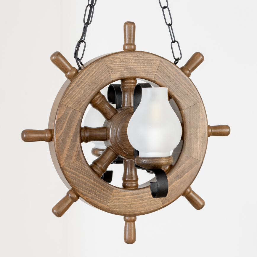 Brilagi - Kattokruunu ketjussa TIMONA 2xE14/40W/230V pyökki/saksanpähkinä