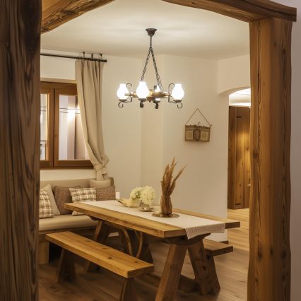 Brilagi - Kattokruunu ketjussa TIMONA 4xE14/40W/230V pyökki/saksanpähkinä