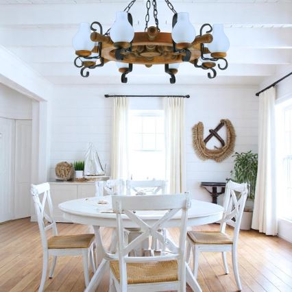 Brilagi - Kattokruunu ketjussa TIMONA 8xE14/40W/230V pyökki