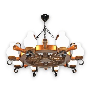 Brilagi - Kattokruunu ketjussa TIMONA 8xE14/40W/230V pyökki/saksanpähkinä