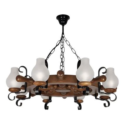 Brilagi - Kattokruunu ketjussa TIMONA 8xE14/40W/230V pyökki/saksanpähkinä