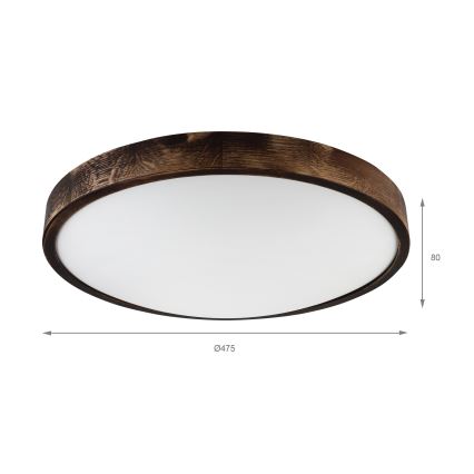 Brilagi - Kattovalaisin CARVALHO SMOKEY 3xE27/15W/230V tammi, halkaisija 47,5 cm