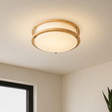 Brilagi - Kattovalaisin ELARO 2xE27/40W/230V halkaisija 26 cm puuviimeistely