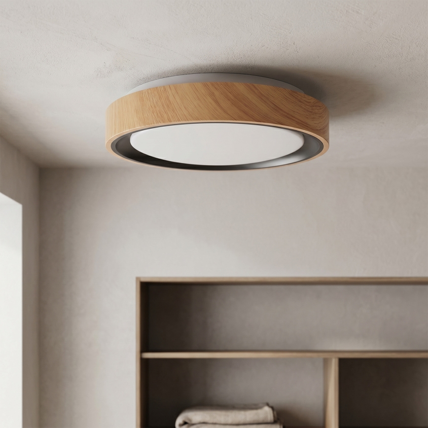 Brilagi - LED-kattovalaisin FLOCO LED/24W/230V halkaisija 30 cm puukuvio/musta