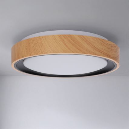 Brilagi - LED-kattovalaisin FLOCO LED/24W/230V halkaisija 30 cm puukuvio/musta
