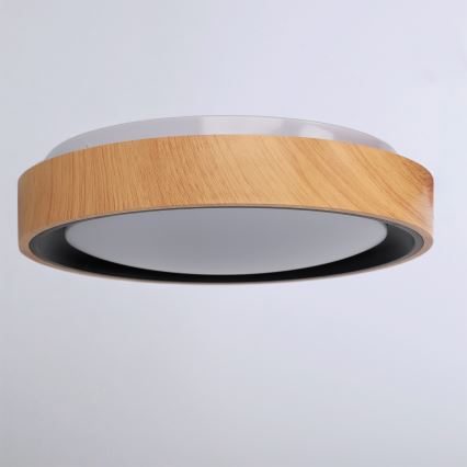 Brilagi - LED-kattovalaisin FLOCO LED/24W/230V halkaisija 30 cm puukuvio/musta