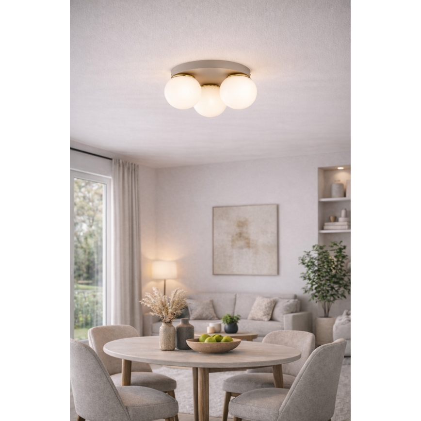 BRILAGI - Kattovalaisin MILO ECRU 3xE27/60W/230V halkaisija 35 cm beige/kultainen