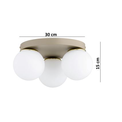 BRILAGI - Kattovalaisin MILO ECRU 3xE27/60W/230V halkaisija 35 cm beige/kultainen