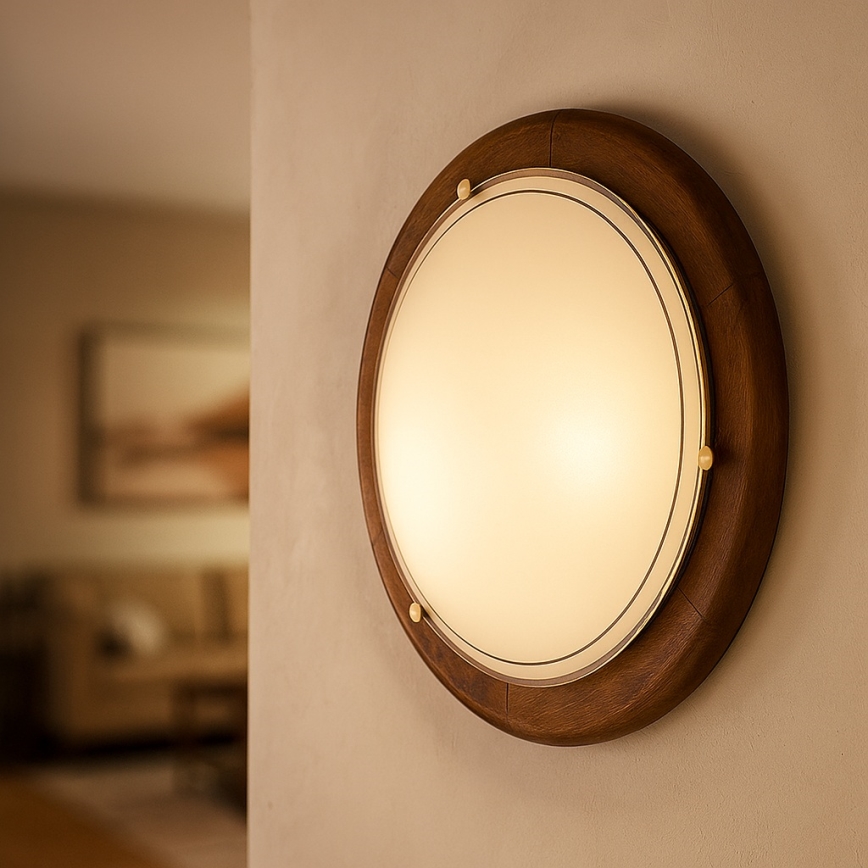 Brilagi - Kattovalaisin ORBIS 2xE27/60W/230V halkaisija 38 cm mänty