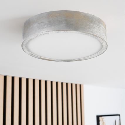 Brilagi - Kattovalaisin PINO 1xE27/15W/230V mänty/hopeanvärinen halkaisija 27,5 cm